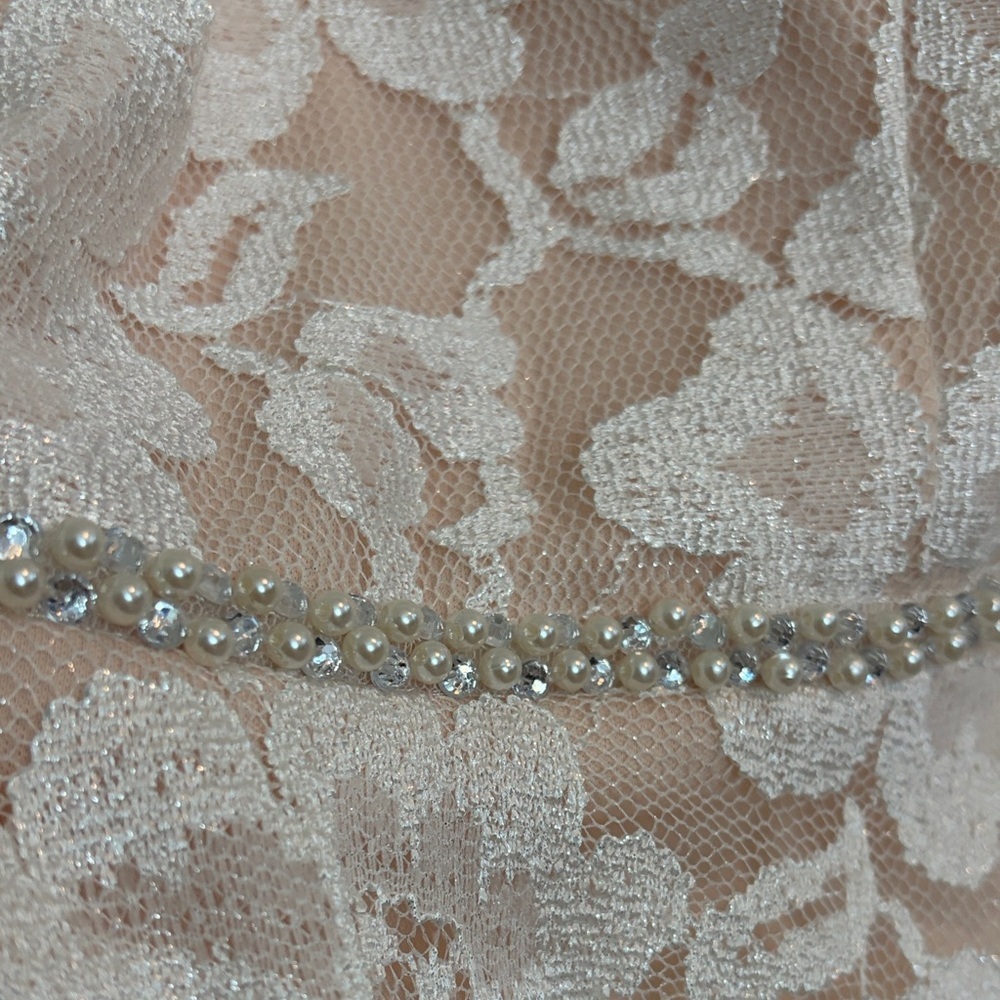 David’s Bridal City Triangles Lace Fit & Flare Dress Blush Ivory Size 8 NWT - Picture 8 of 9